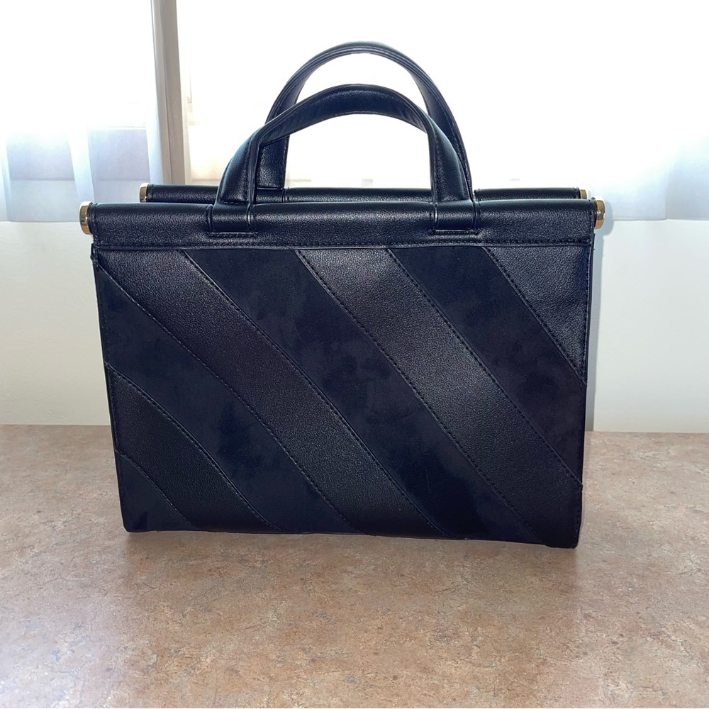 Alfani black leather, suede & snakeskin handbag with shoulder strap